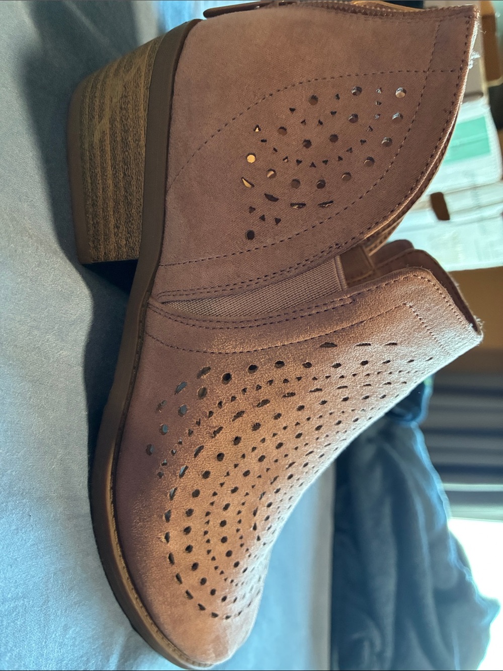 torrid Dusty Rose Perforated Suede Ankle Booties